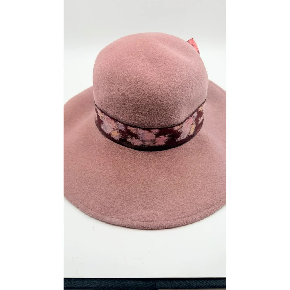Chapeau Creations Wide Brim Bow Velour Felt Hat Womens One Size Pink